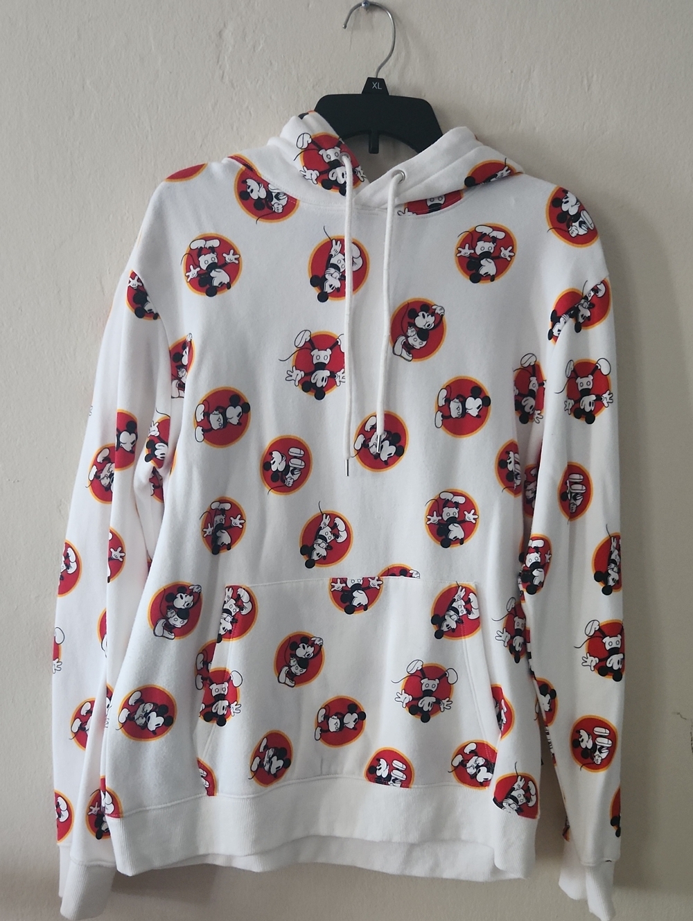 Forever 21 X Mickey Mouse 90th Anniversary White Hoodie Sweatshirt Allover Print